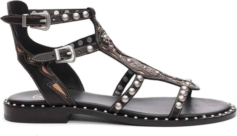 Ash Zwarte Leren Sandalen met Studs Black Dames