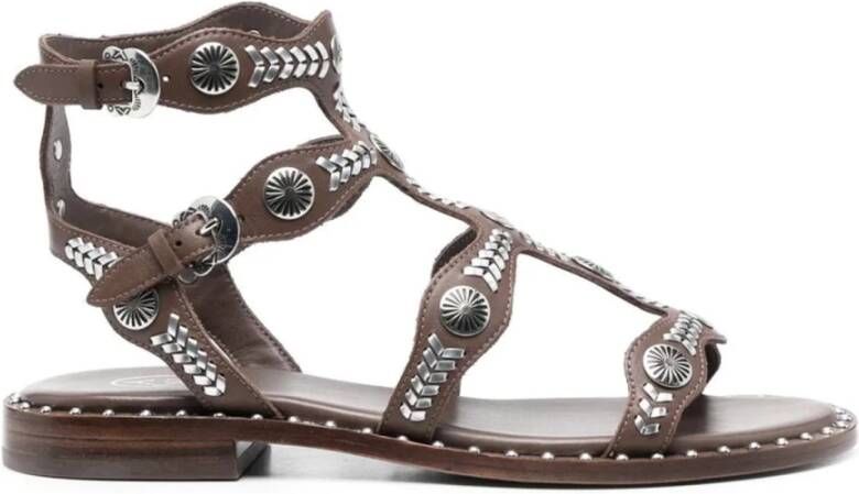 Ash Donkerbruine Lage Sandalen met Kooi Design Brown Dames