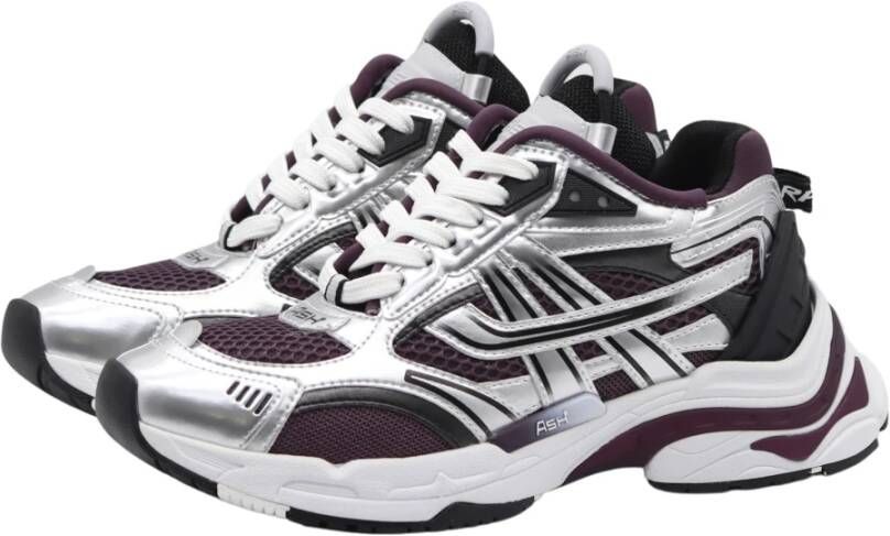 Ash Sportieve Race Sneaker met Patent Silver Black Plum Design Purple Dames