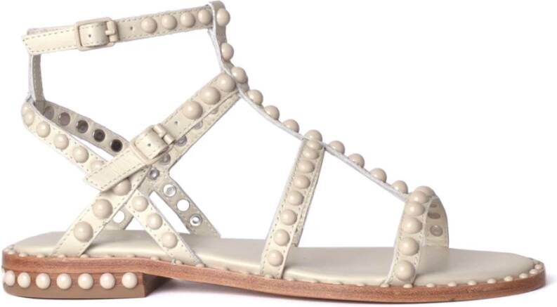 Ash Beige Studs Platte Sandalen Beige Dames