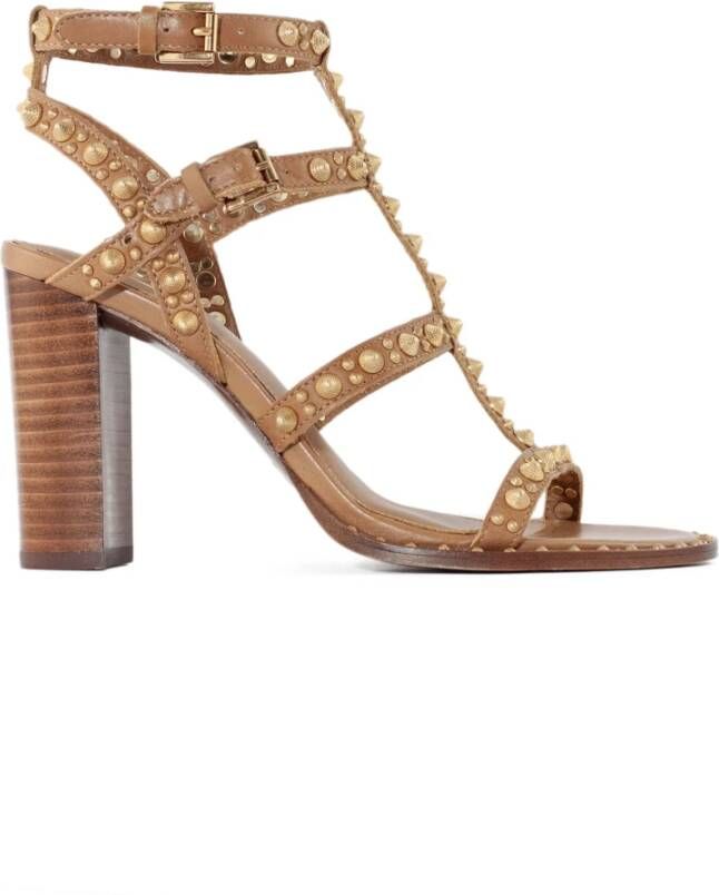Ash Studded Brown Leather Sandals Brown Dames