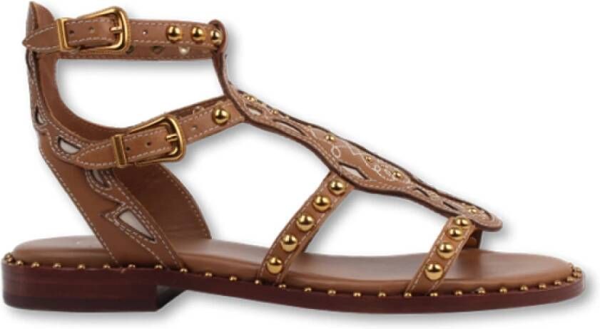 Ash Studded Flat Sandals Brown Dames