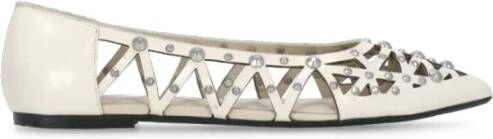 ASH Studded Ivory Leren Platte Schoenen