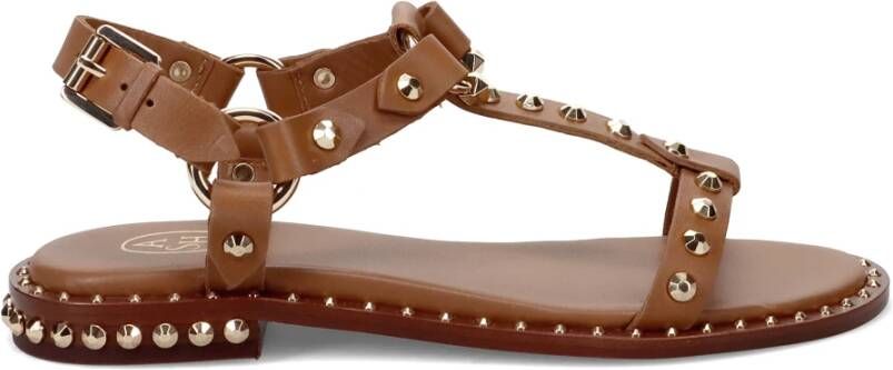 Ash Studded Leather Brown Sandals Brown Dames
