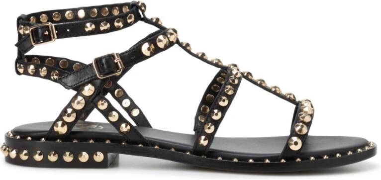 Ash Studded Leren Platte Sandalen Black Dames