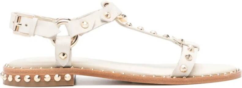 ASH Studded Witte Leren Enkelband Sandalen
