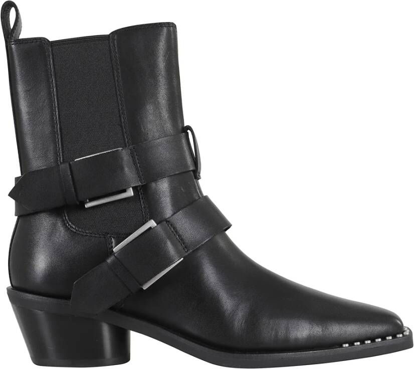 ASH Studded Zwarte Enkellaars Heron01