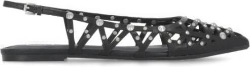 ASH Studded Zwarte Leren Platte Schoenen