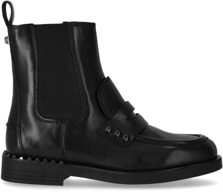 Ash Zwarte Leren Chelsea Laars met Studs Black Dames