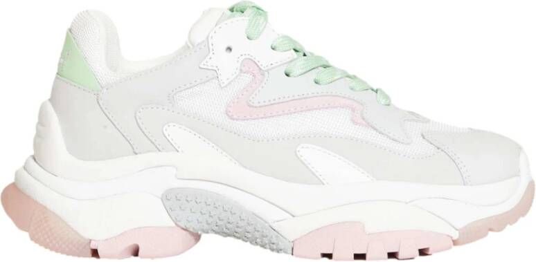 Ash Witte en roze sneakers met groene veters White Dames