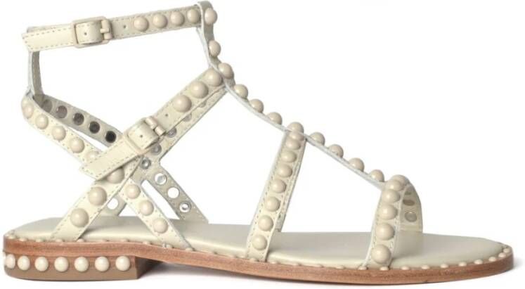 Ash Zachte leren platte sandalen Beige Dames