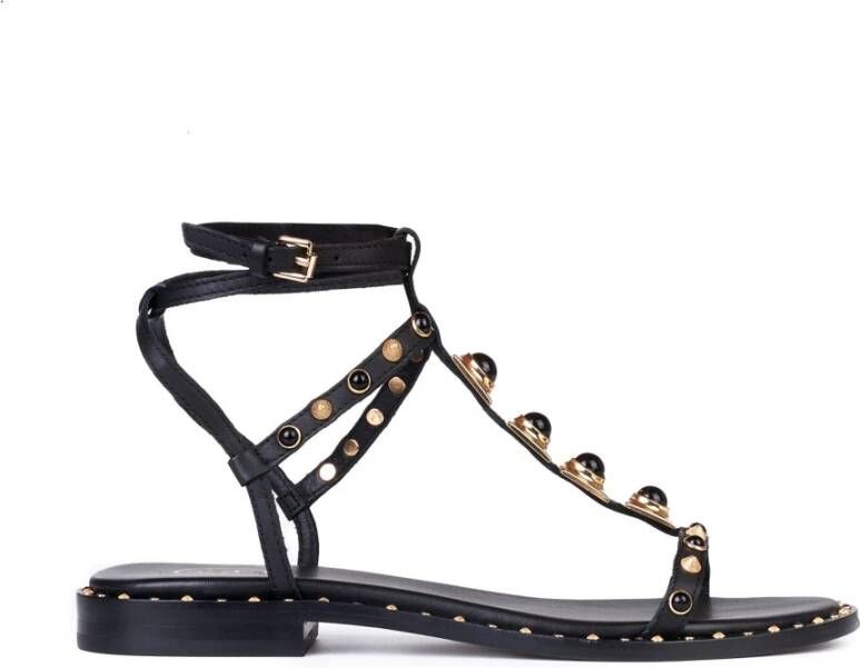 Ash Zwart en Goud Leren Feest Sandalen Black Dames