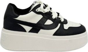Ash Zwarte en witte leren sneaker met platform Zwart Dames