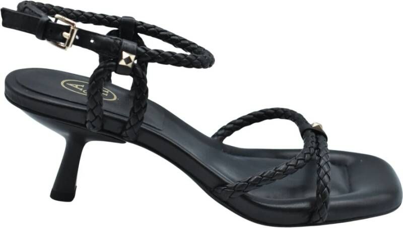 ASH Zwarte Geknoopte Hoge Hak Sandalen