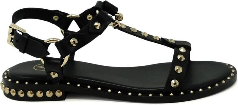 Ash Zwarte Leren Ballerina Sandalen Ss24 Black Dames