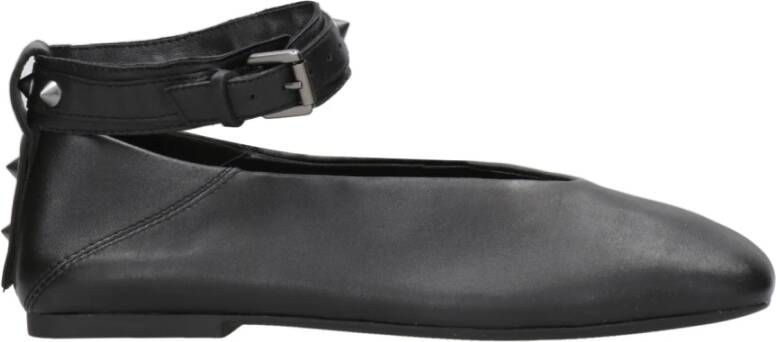 ASH Zwarte Leren Platte Schoenen met Studs - Foto 2
