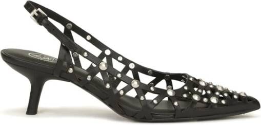 ASH Zwarte leren sandalen met 5 cm hak