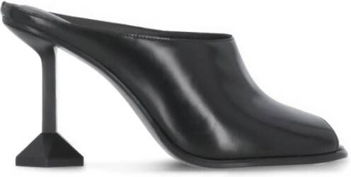 ASH Zwarte leren sandalen met geometrische hak