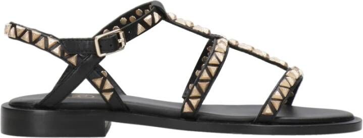 ASH Zwarte Leren Sandalen met Gouden Studs