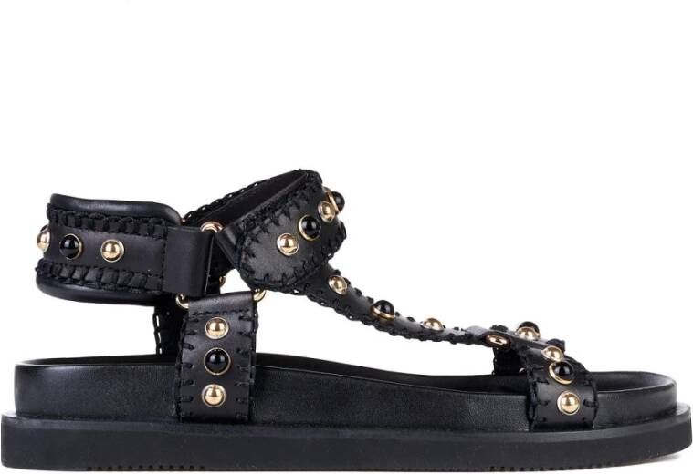 Ash Zwarte Leren Sandalen Utopia01 Model Black Dames