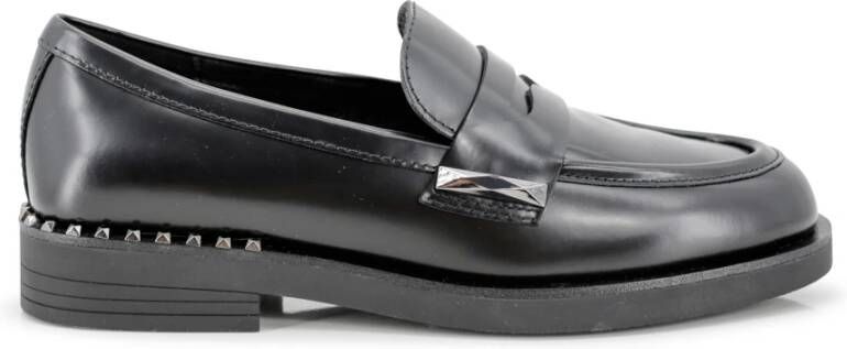 Ash Zwarte leren instapper met stud-details Black Dames