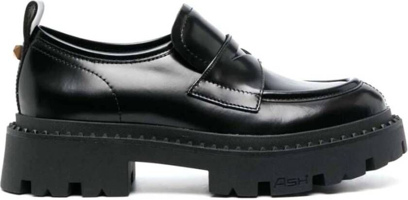 Ash Zwarte Leren Stud Combo Loafer Black Dames