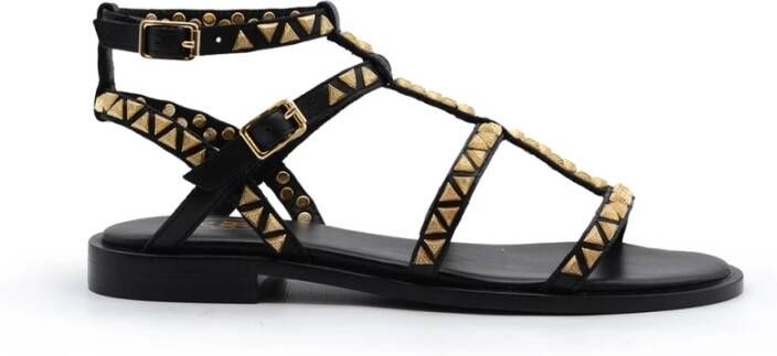 ASH Zwarte leren studs sandalen