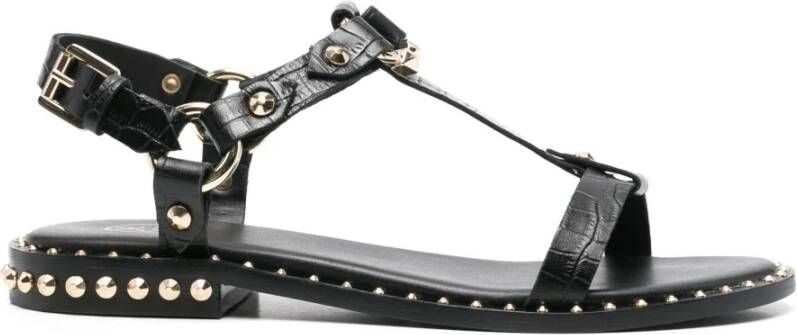 ASH Zwarte leren T-Bar sandalen met studs