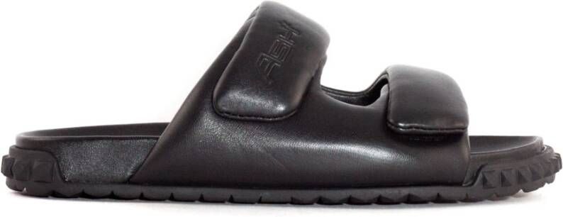 ASH Zwarte Twist Leren Sandalen met Logo