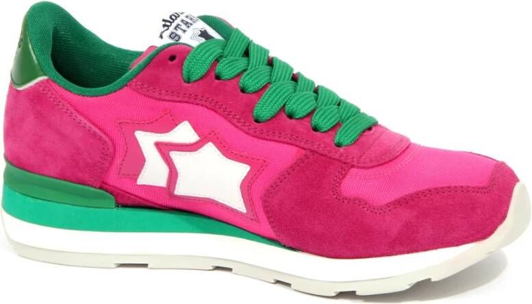 Atlantic Stars Fuxia Groene Suède Stoffen Schoen
