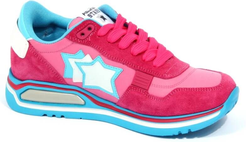 Atlantic Stars Suède Stoffen Schoen in Roze Shaka Stijl