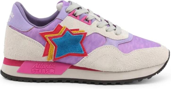 Atlantic stars Stijlvolle Stoffen en Suède Sneakers Purple Dames