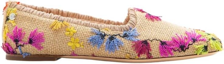 Attilio Giusti Raffia Bloemen Geborduurde Pantoffels Multicolor Dames