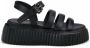 AGL Zwarte Platte Leren Sandalen Black Dames - Thumbnail 8