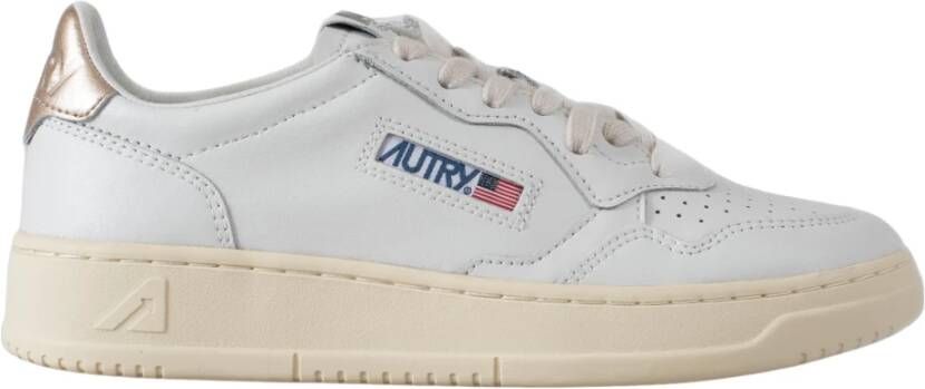Autry Witte leren tennisschoenen met gouden hiel White Dames