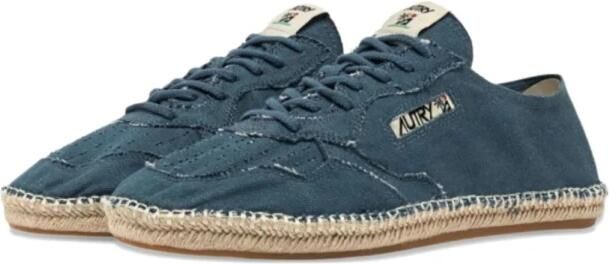 Autry Blauwe Zijde & Nylon Platte Schoenen