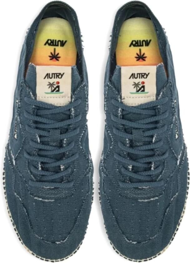 Autry Blauwe Zijde & Nylon Platte Schoenen - Foto 4