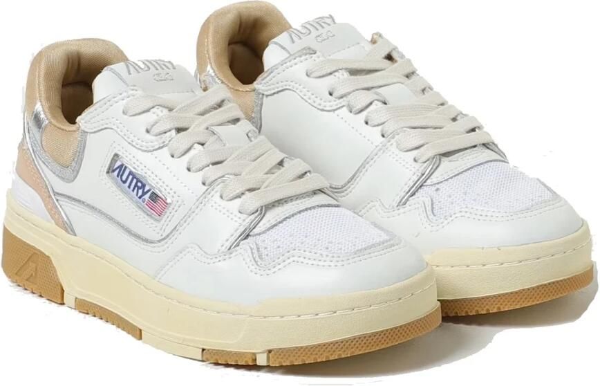 Autry Lage Sneakers in Wit Beige en Zilver White Dames