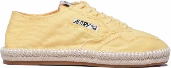 Autry Gele Zijde & Nylon Platte Schoenen