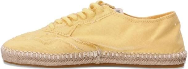 Autry Gele Zijde & Nylon Platte Schoenen