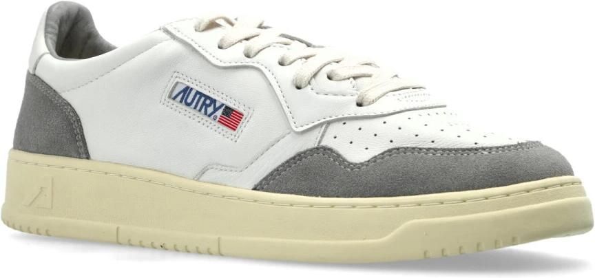 Autry Witte leren lage sneakers met grijze suède details Gray Heren