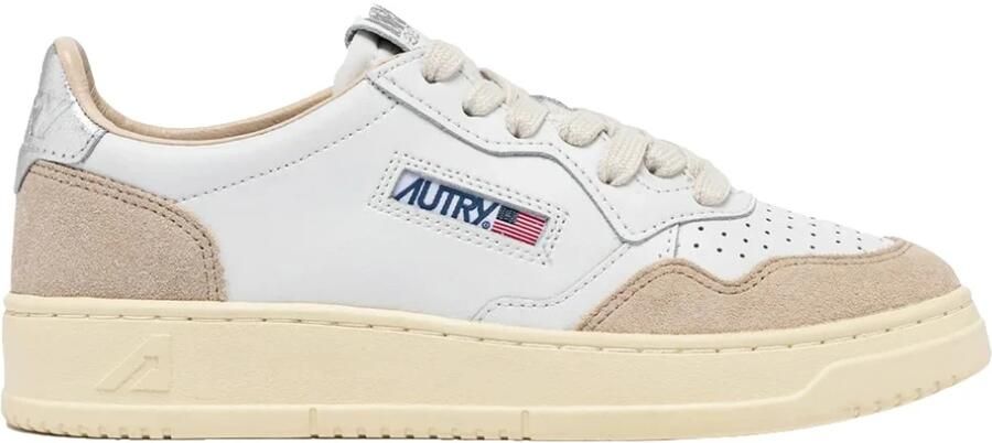 Autry Witte tennissneakers met suède inzetstukken White Dames