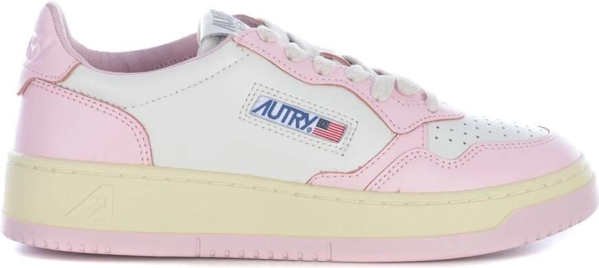 Autry Witte en Roze Lage Leren Sneakers Witte Roze Leren Sneakers voor Dames Multicolor White Dames - Foto 3