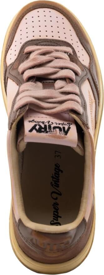 Autry Bruin Roze Leren Sneakers met Distressed Look Multicolor Dames - Foto 3