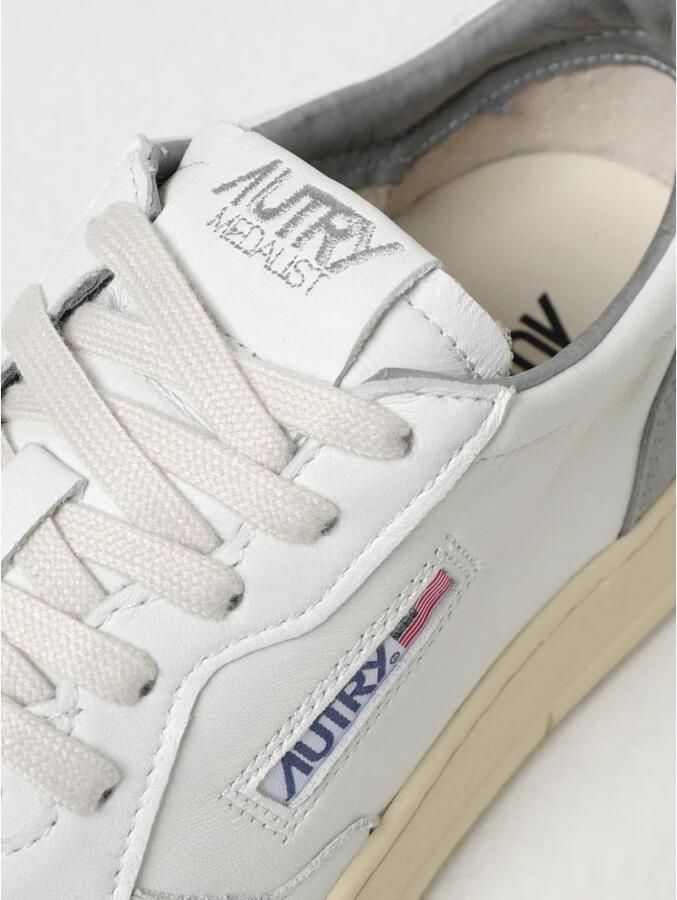 Autry Witte leren lage sneakers met grijze suède details Gray Heren