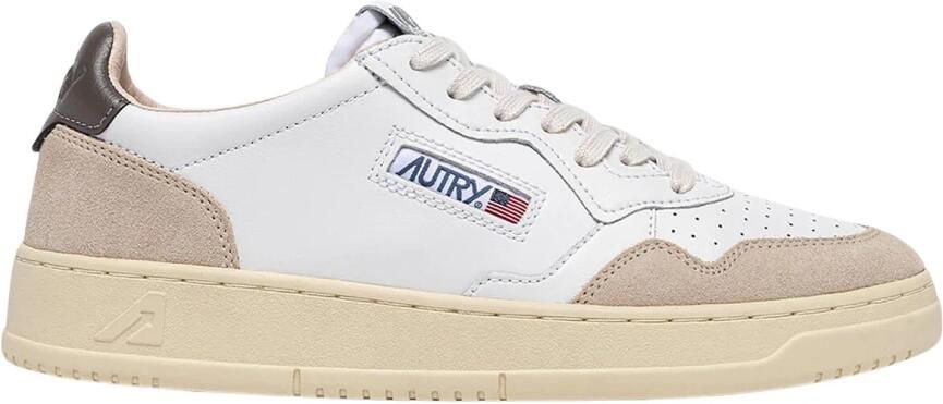 Autry Witte en beige leren sneakers Medalist