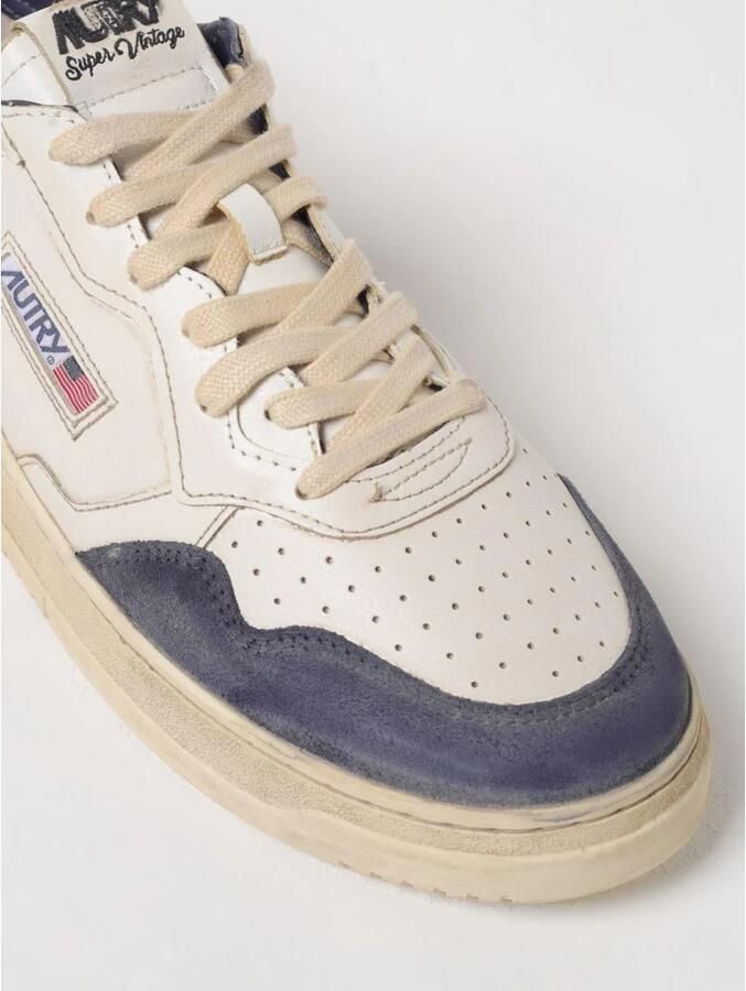 Autry Vintage Leren Sneakers Wit Blauw Zilver Multicolor Heren