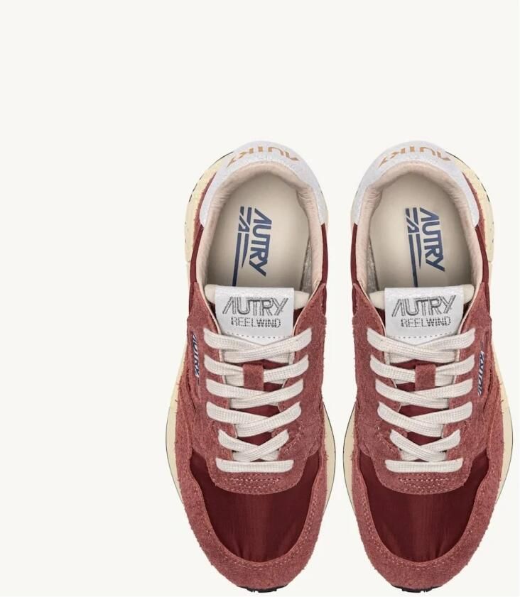 Autry Bordeaux Nylon en Suède Sneakers