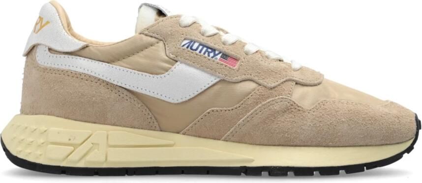 Autry Beige Nylon Sneakers met Suède Inzet Multicolor