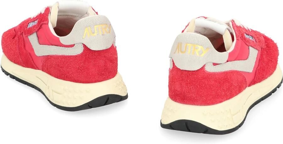 Autry Rode en witte jersey sneakers met suède patches Red Heren